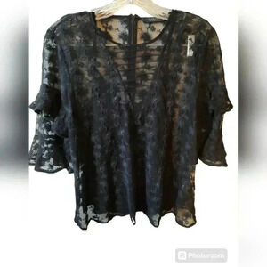 Allsaints Henrietta lace ruffle sleeve top with camisole